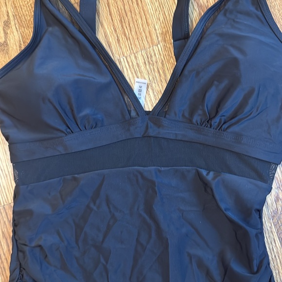Black one piece, mesh ladies swimsuit - Picture 3 of 4